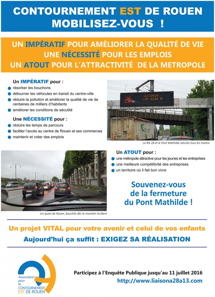 Exigez la réalisation du Contournement Est de Rouen ! Participez à l'Enquête Publique.